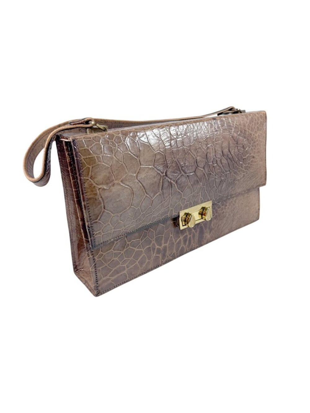 Embossed Reptile Alligator Handbag Purse Vintage 1960s